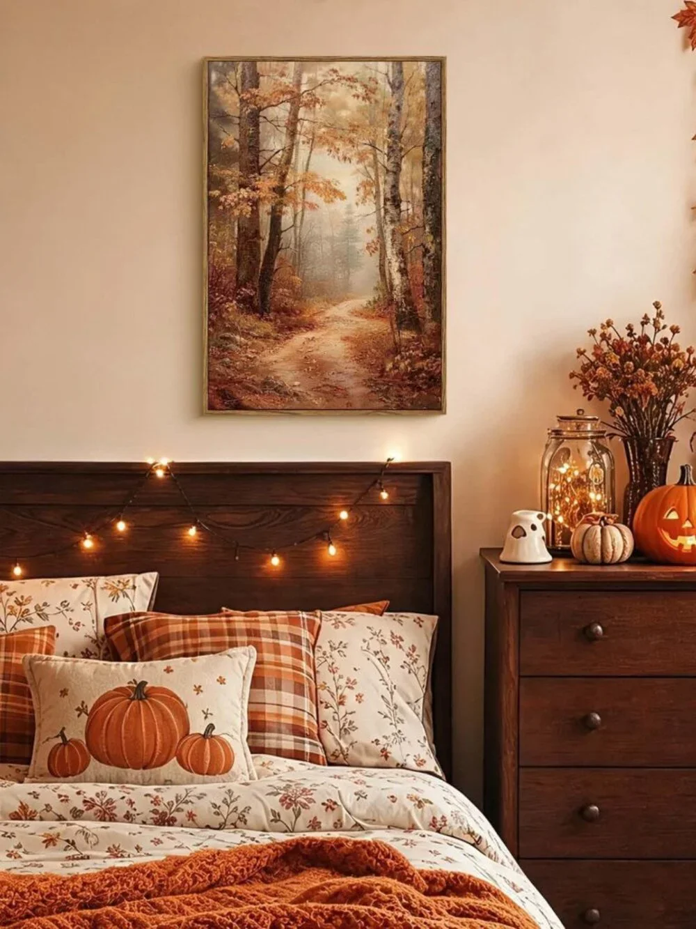 Autumn Forest Canvas Wall Art 16x24 - Rustic Fall Landscape Decor for Home